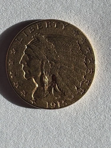 1915 $2.5 Dollar Gold Indian Head Liberty Quarter Eagle Coin UNC $2 1/2