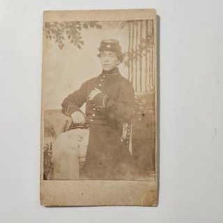 Original 1860's ID CDV Photo Civil War Soldier William J Barrus