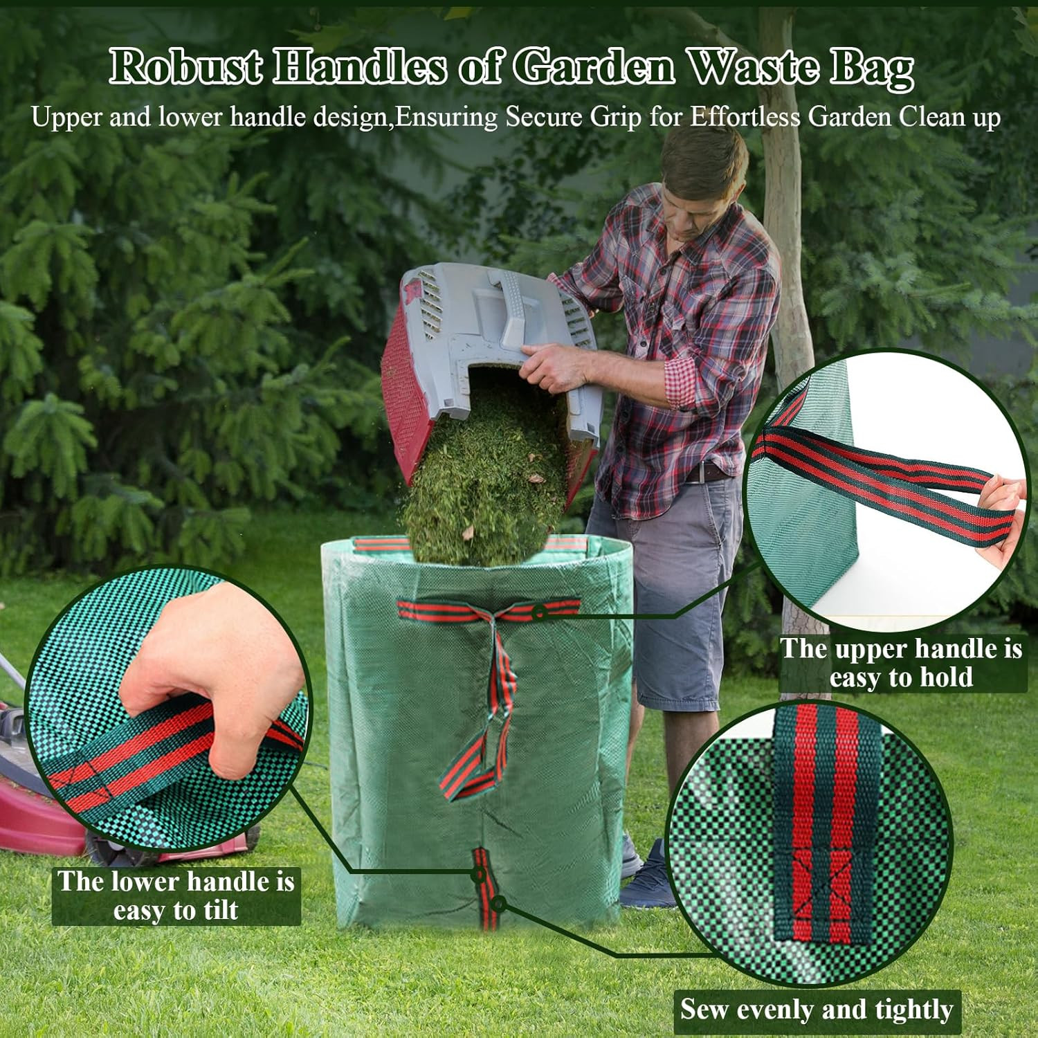 2 Pack 53 Gallons Reusable Yard Waste Bags,Heavy Duty Lawn and Leaf Bags,Dustpan