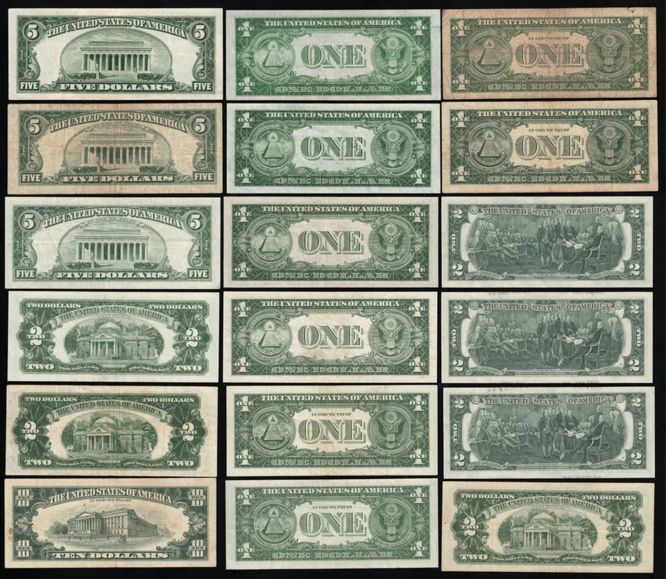 Vintage U.S. Paper Money $1,$2,$5 & $10 Dollar bills Mixed Lot of 18 BankNotes - Image 2 of 2