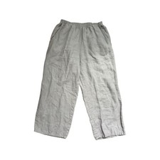 Flax Pull On 100 Linen Straight Cropped Leg Pants Dove Grey P 4-6