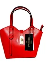 ITALIAN GENUINE RED SAFFIANO LEATHER TRENDY HANDBAG BAG PURSE - MADE IN ITALY