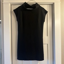 Zara Basic Dress/Tunic  Women's MD Black Sleeveless High Neck Mini Classic City