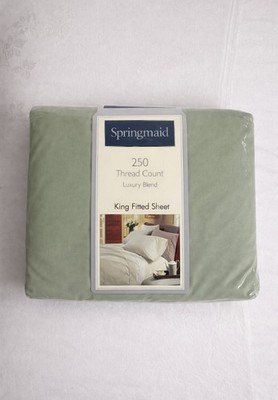 Springmaid King Fitted Sheet Sage Green Cotton Blend 250 TC Made in USA