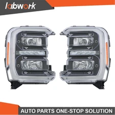 Labwork Headlights For Ford F250 F350 2023-2024 LED Reflector Black Left+Right