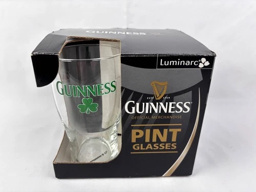 NEW Guinness Lucky Shamrock Pint Beer Glasses Set Of 4 Luminarc