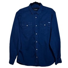 Jack Jones Men Blue Long Sleeve Casual Button Snap Shirt Size XLarge