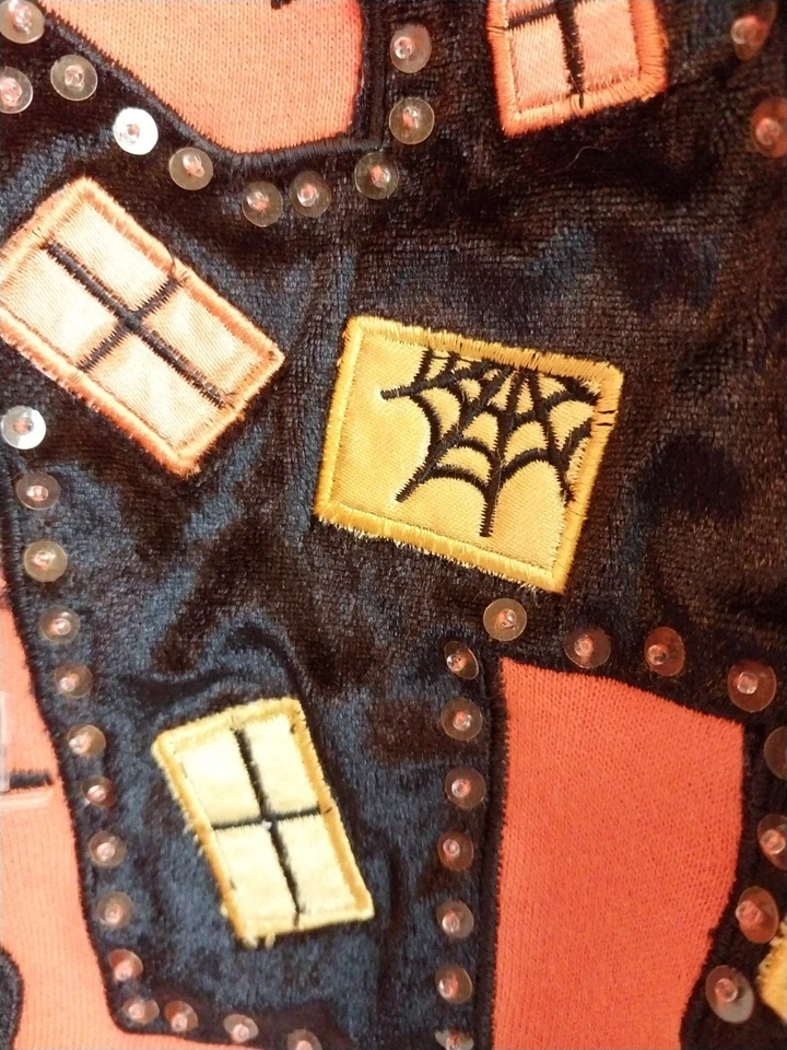 Vintage White Stag Halloween Large Orange Embellished Sweatshirt  with Beading - Imagem 3 de 4