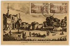 1939 FRANCE Avallon Philatelic Exhibition Card B84 Pair Sports & Loisirs Cancel