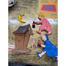 Vintage 1970s Arnells Race to the Outhouse Chalkware Set