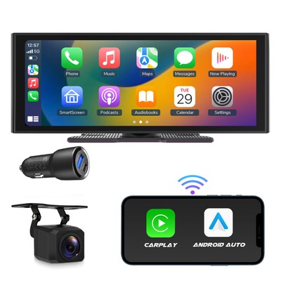 2024 Newest 10.2'' Portable Car Stereo Wireless Apple CarPlay Android Auto IPS 4K