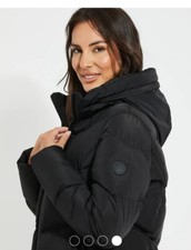 Ladies Threadbare Black Funnel Neck Pencil Padded Coat Size 10 New With Tags On