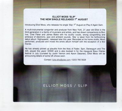 (HD905) Elliot Moss, Slip - 2015 DJ CD