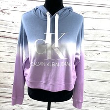 Calvin Klein Jeans Hoodie Womens Monogram Logo Tie Dye Lavender Combo Sz XS