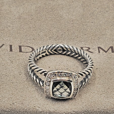 David Yurman Petite Albion Ring With Prasiolite And Diamonds Size 8