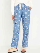 NWT Old Navy Blue Sledding Polar Bear Flannel Pajama Sleep Pants Women XXL