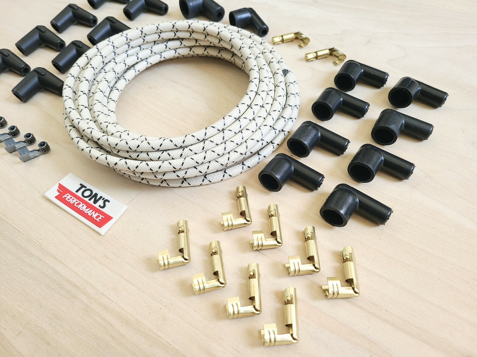 8mm Universal Cloth Covered Spark Plug Wire Kit Set Vintage Wires v6 v8