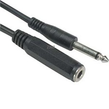 6Ft 6.35 mm 1/4" Jack Mono Male-Female Headphone Mic Extension Cable