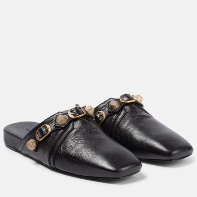 サンダル・ミュール BALENCIAGA BLACK LEATHER CAGOLE MULES Cagole leather mules in black - Balenciaga | Mytheresa