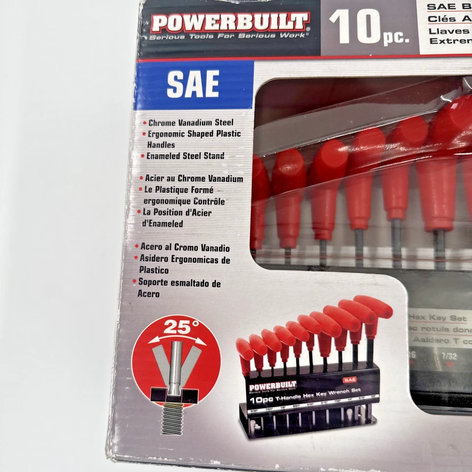 T-Handle Allen Wrench Hex Key Set SAE Ball End Chrome Vanadium - Image 2 of 4