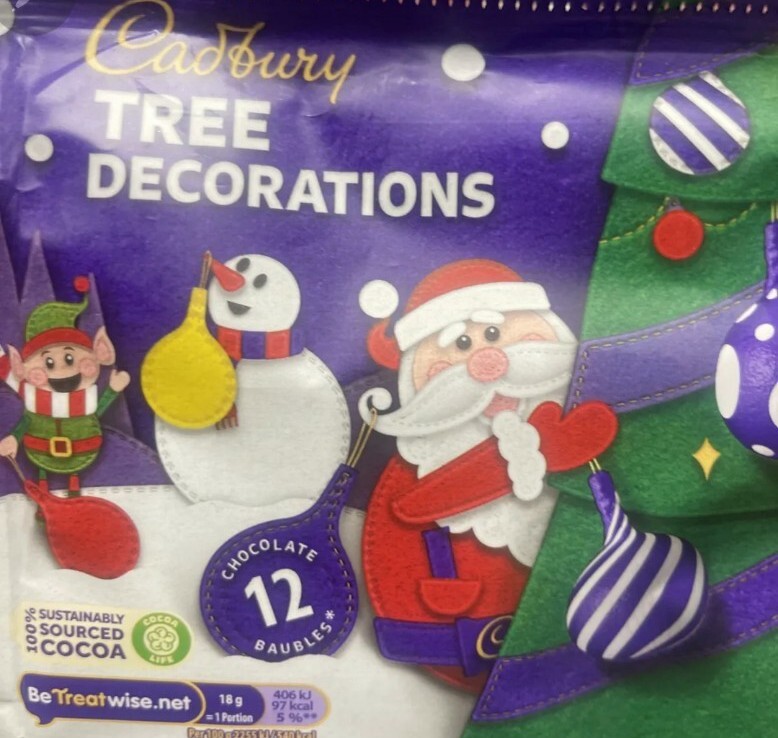 Cadbury Milk Chocolate Christmas Tree Baubles Hanging Decorations 72g