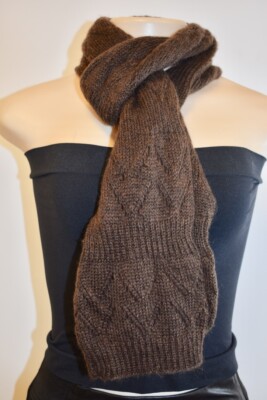 Designer Knit Brown Color Wool Rectangle Shawl On Sale