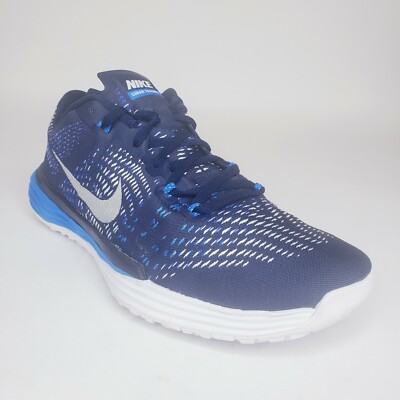 Nike Lunar Trainer 1 Sz 13 Navy & Blue Mesh Running Shoes with Silver Swoosh Nike Lunar Trainer 1 Blue Camo Athletic Gym Shoes Men main image 2