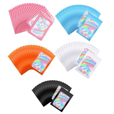 100x Geruch Mylar Dichte Beutel mit Klarsichtfenster für Süßigkeiten Schmuck Organisation