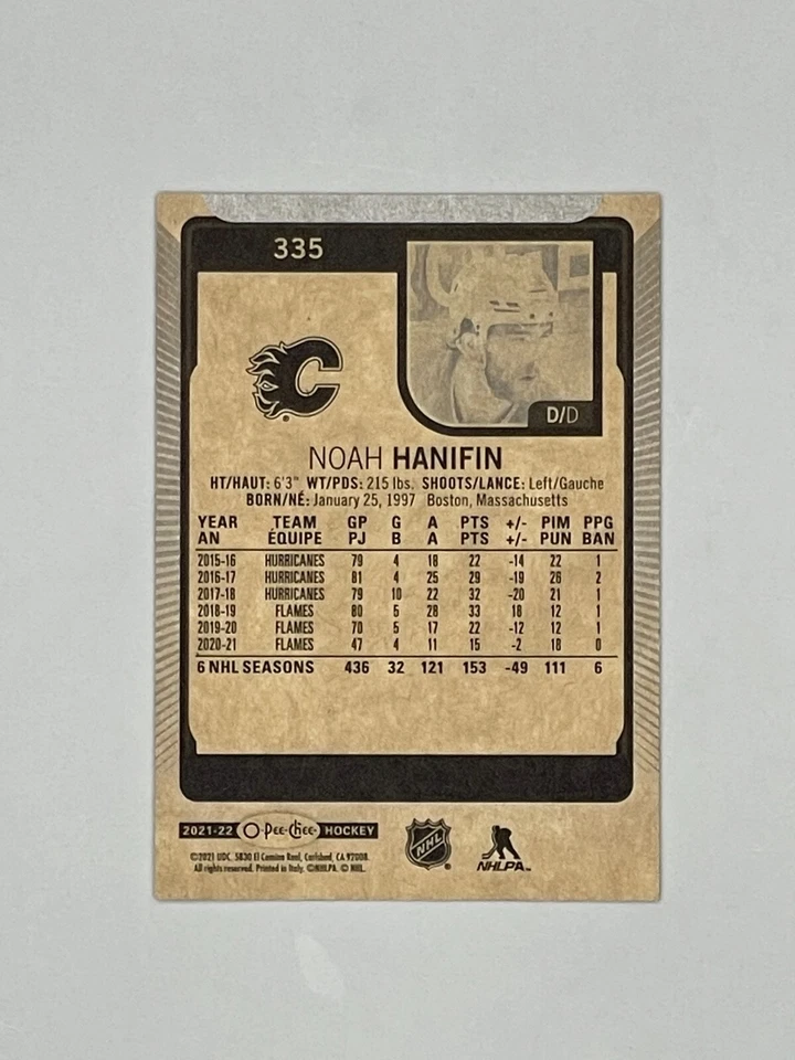 2021-22 O-Pee-Chee #335 Noah Hanifin - Image 2 of 2