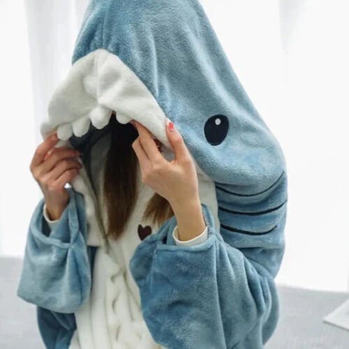Shark Blanket Super Soft Cozy Flannel Hoodie Shark Sleeping Bag S-XXL - Picture 6 of 19