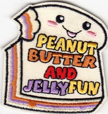 PEANUT BUTTER AND JELLY FUN Iron On Patch Sandwich Food