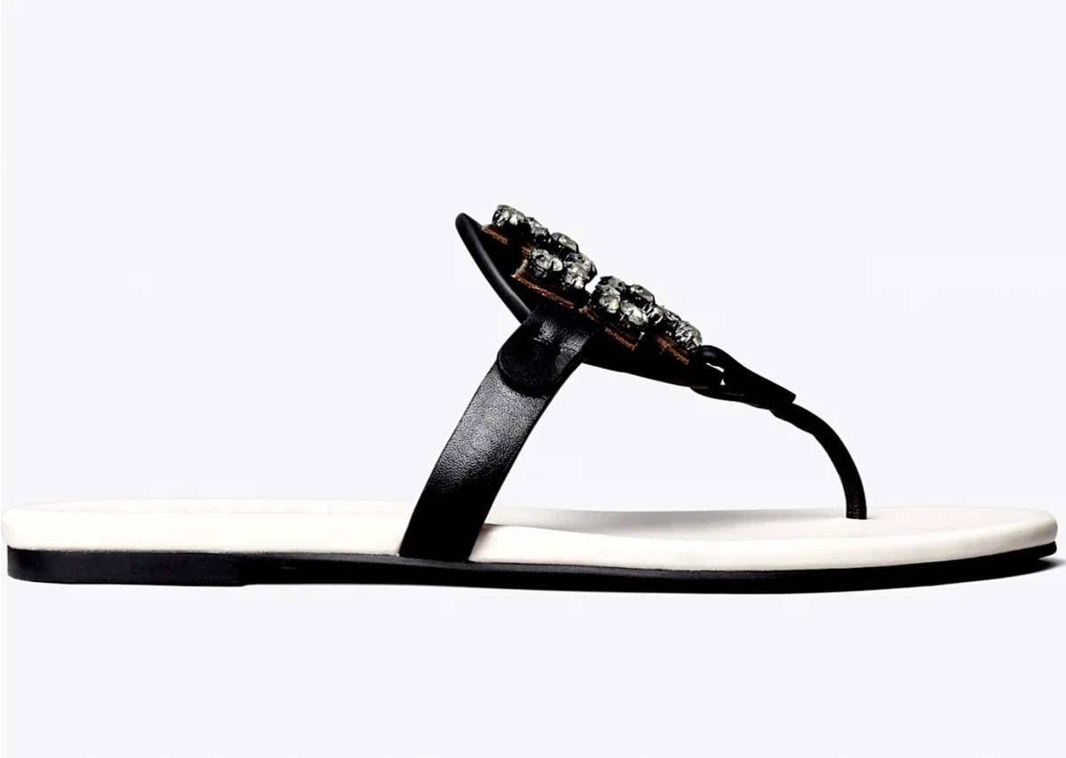 Tory burch miller crystal logo hotsell flip flop