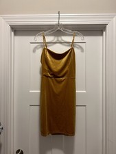 Urban Outfitters Dress Gold Velvet Open Back Mini dress Size Large Game Day Hoco