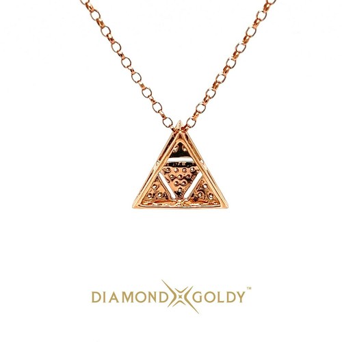 0.14ct Diamond Pyramid Shape Designer Pendent With Chain 18KT Rose Gold IGI SI2 - Picture 2 of 4