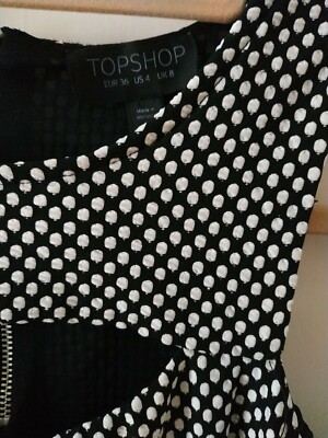 Size Topshop Spot Black And White Sleeveless Stretch Mini Dress