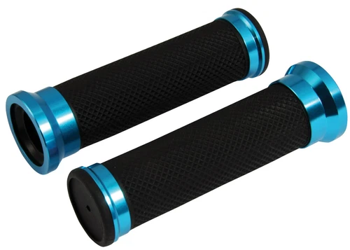 UNIVERSAL DOPPELRING CUSTOM MOTORRADGRIFFE 22 MM LINKS 25 MM RECHTS - BLAU