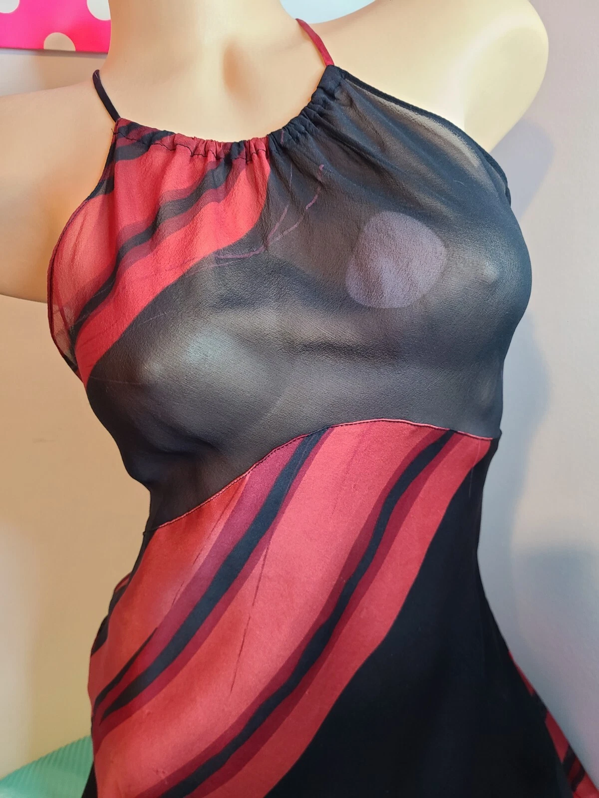 UNDERCOVER Vestito Slip Babydoll Vintage Victoria's Secret 100% Seta Halter Taglia S