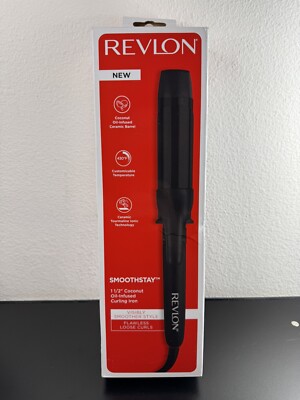 Revlon SmoothStay Coconut Oil-Infused Curling Iron/Shiny, Smooth Curls/1 1/2''