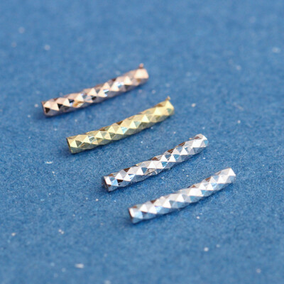 Diamond Cut Curved Tube Bar 925 Sterling Silver DIY Findings