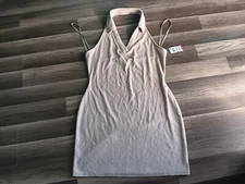 Bar III  Terry Halter Mini Dress Women's size XL Naturally Nude NWT