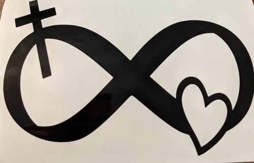 Calcomanía de pared religiosa para automóvil God's Infinite Love negra - Imagen 2 de 2