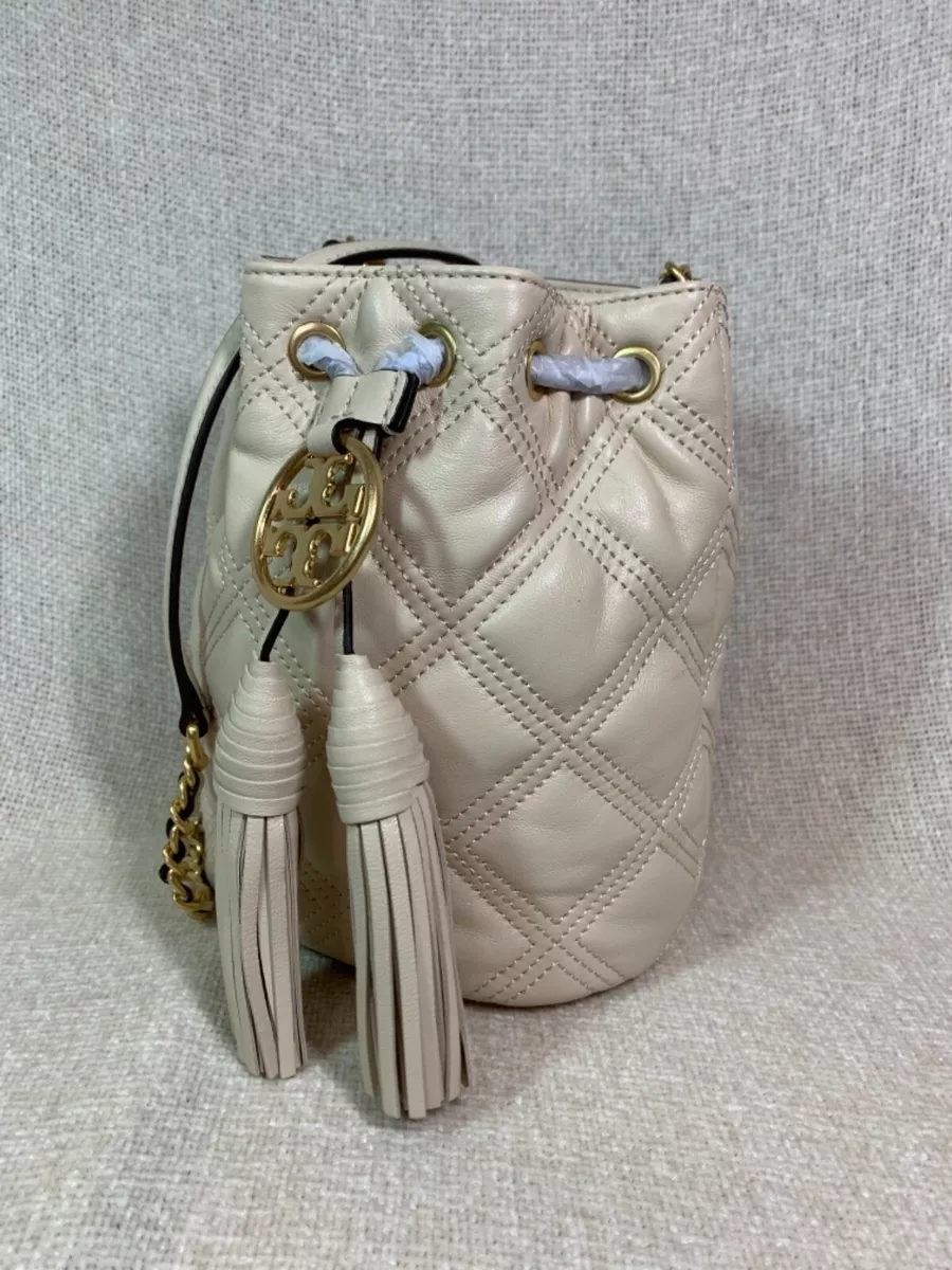 Tory Burch 142565 SMALL FLEMING SOFT BUCKET Bag Beige