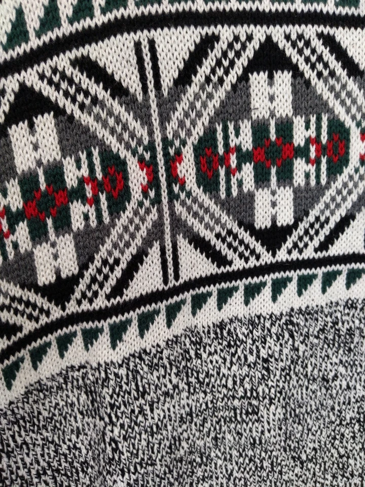 Chaps Fair Isle Stripe Button Mock Neck Henley Sweater Black Size XL NWT - Image 3 of 4