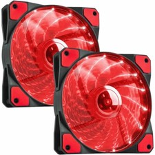 2 pcs PC Case Cooling Fan Gaming Computer Red LED 120mm Silent 4-Pin Connector
