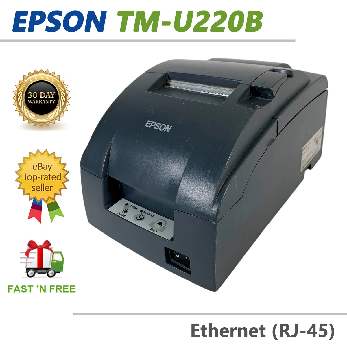 Epson TM U220B M188B Dot Matrix POS Receipt Printer Ethernet No AC