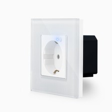 WLAN Steckdose 1 Fach Schuko Unterputz WiFi Smart Tuya Glas Weiß Luxus-Time