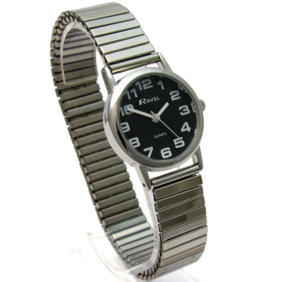 Ravel Damen Super Klar Quarz Uhr Erweiterbares Armband Sil #08 R0208.03.2s