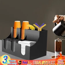 Cup Lid Dispensers Holder Acrylic Coffee Caddy Rack Anti-slip Tea Condiment Rack