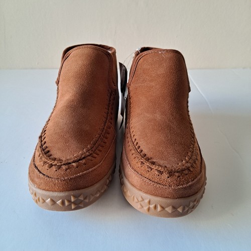 NWB Muk Luks Suede Wool Blend Faux Fur Slip On Shoes Queens Cognac Womens Size 8 - Picture 5 of 16