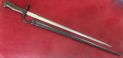 Antique FRENCH  1874 GRAS RIFLE BAYONET & SCABBARD 1876